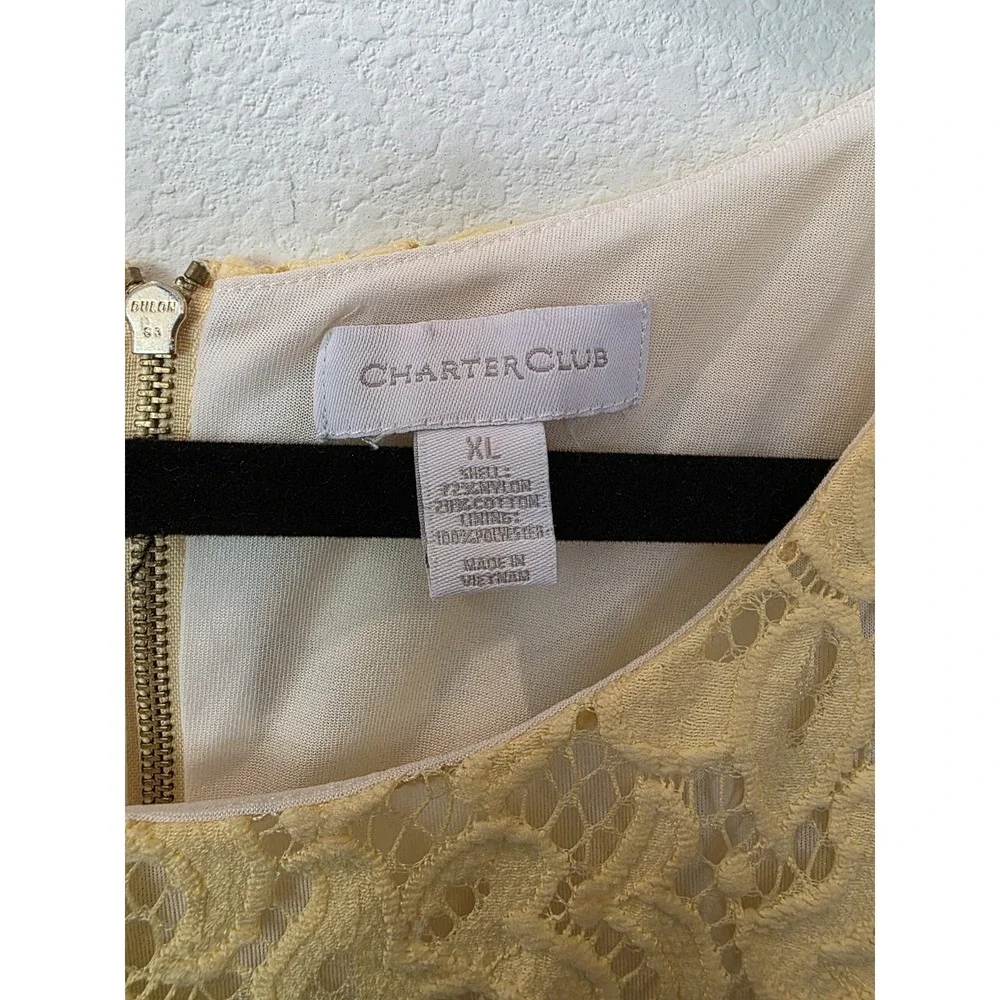 Charter Club Sz XL Soft Daffodil Yellow Sleeveless Lace Lined Blouse Spring Luxe - Picture 2 of 6